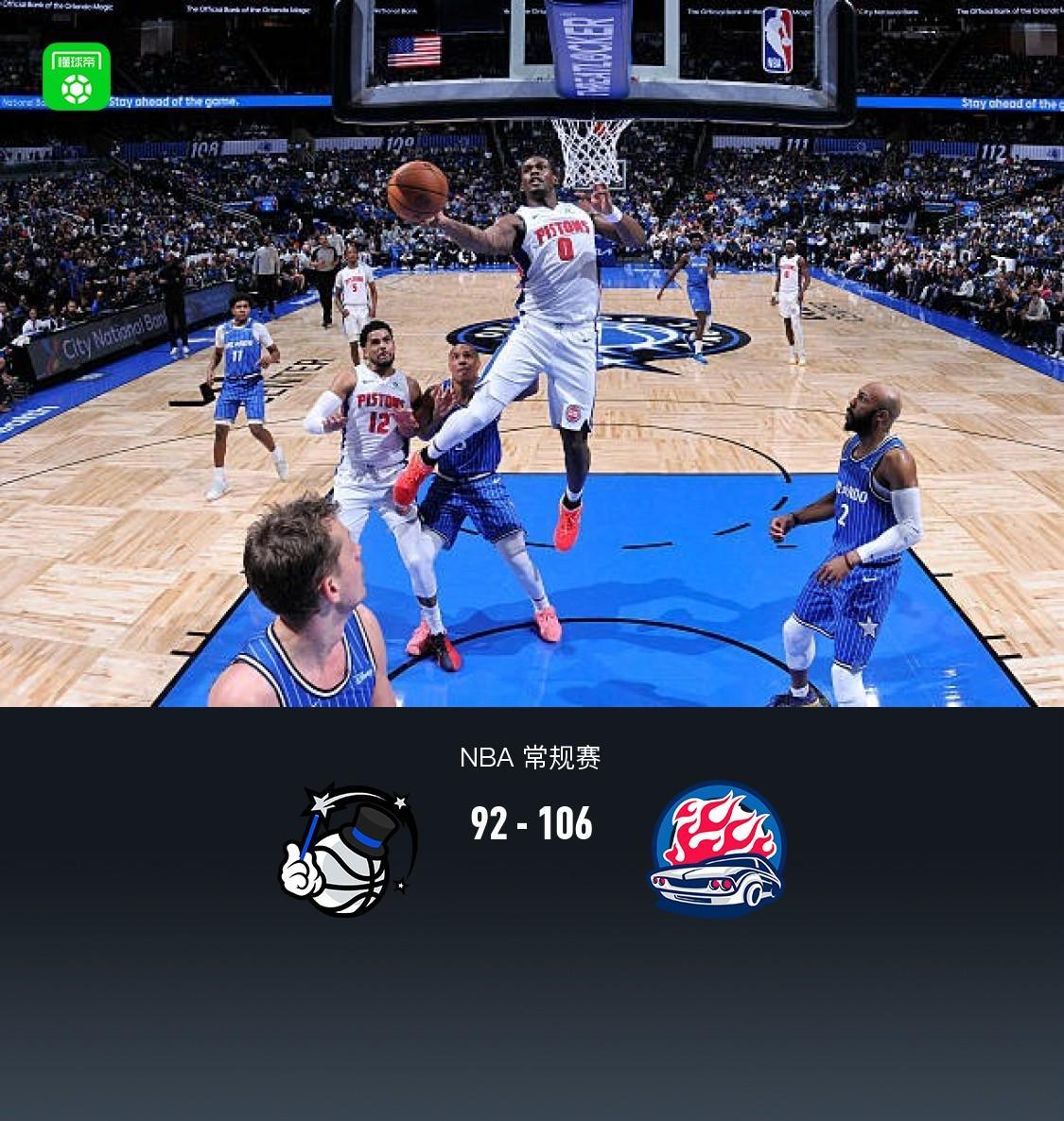 xk体育-活塞106-92战胜魔术，坎宁安29+7+11，哈里斯23+7，班凯罗24+11